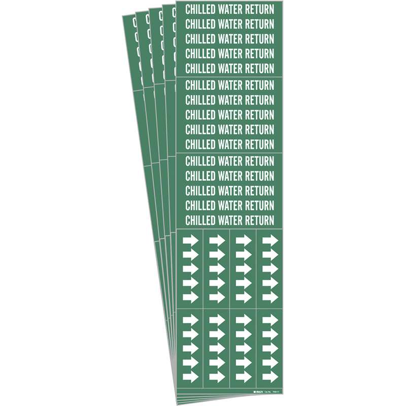 Chilled Wtr Ret Pipe Marker Style 3C Arrows White on Green 3 per Card, 5 PK
