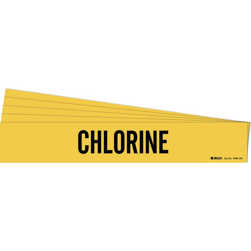 CHLORINE Pipe Marker Style 1HV Black on Yellow 1 per Card, 5 PK