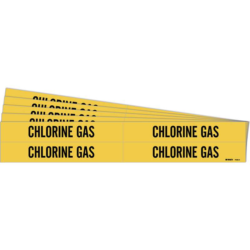 CHLORINE GAS Pipe Marker Style 4 Black on Yellow 4 per Card, 5 PK