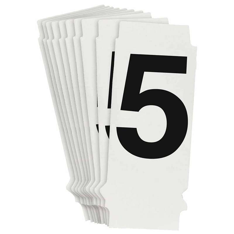 1in Black Helveticia Font, Quik-Align Number "5", Pack of 10 Labels