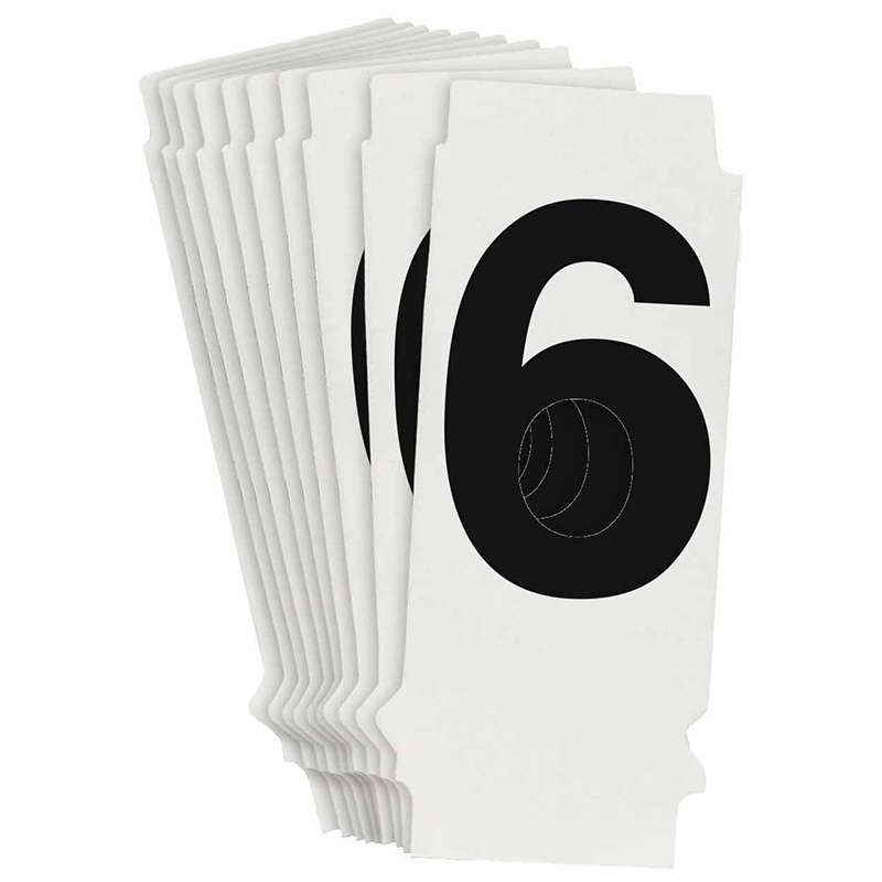 1in Black Helveticia Font, Quik-Align Number "6", Pack of 10 Labels
