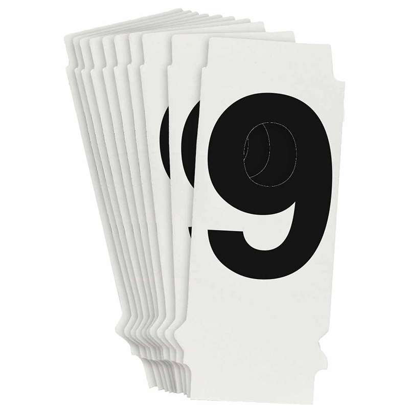 1in Black Helveticia Font, Quik-Align Number "9", Pack of 10 Labels
