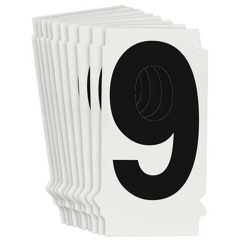 1.5in Black Helveticia Font, Quik-Align Number "9", Pack of 10 Labels