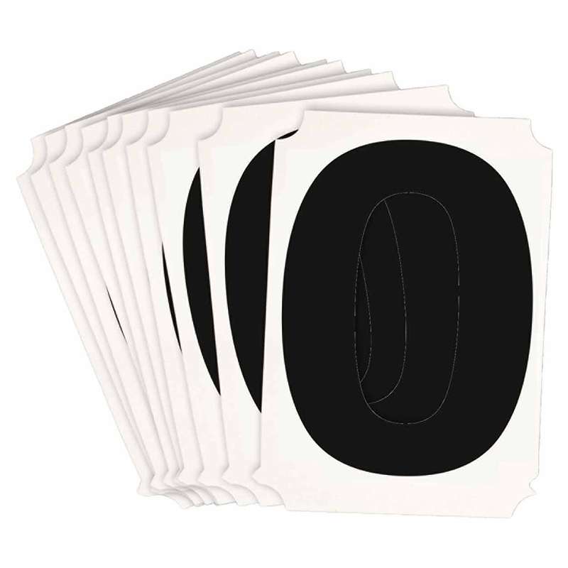 4in Black Helveticia Font, Quik-Align Number "0", Pack of 10 Labels