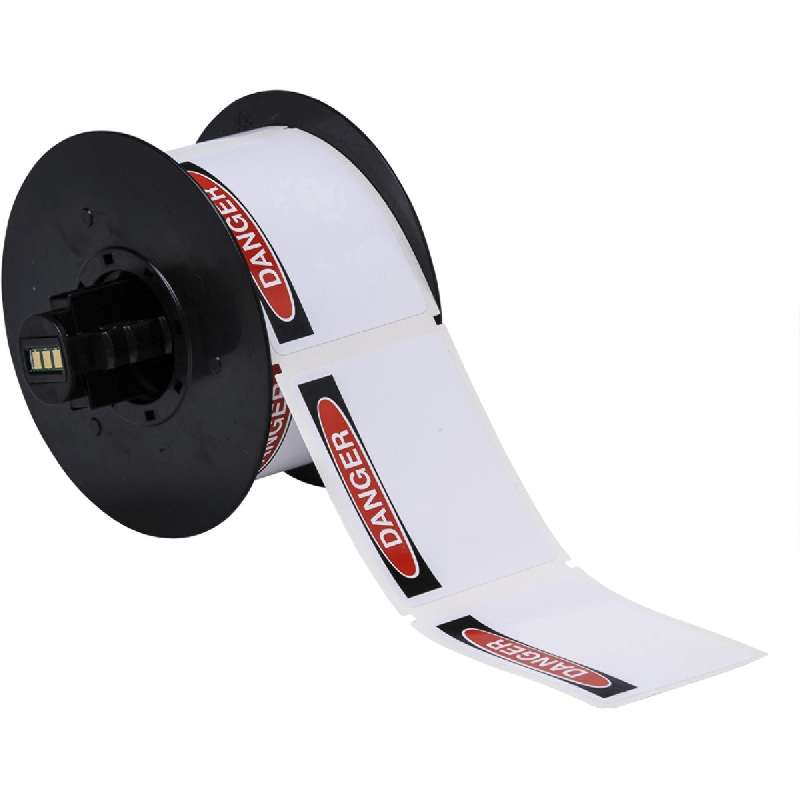 B30 Series ToughWash Polyester Labels, Black/Red on White, B-855, 4 x 6.25 in