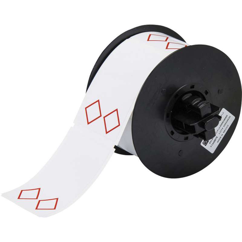 B30 Series Vinyl GHS Label with 2 Pre-Printed Red Empty Diamonds, 2" x 3", White, 340 per Roll