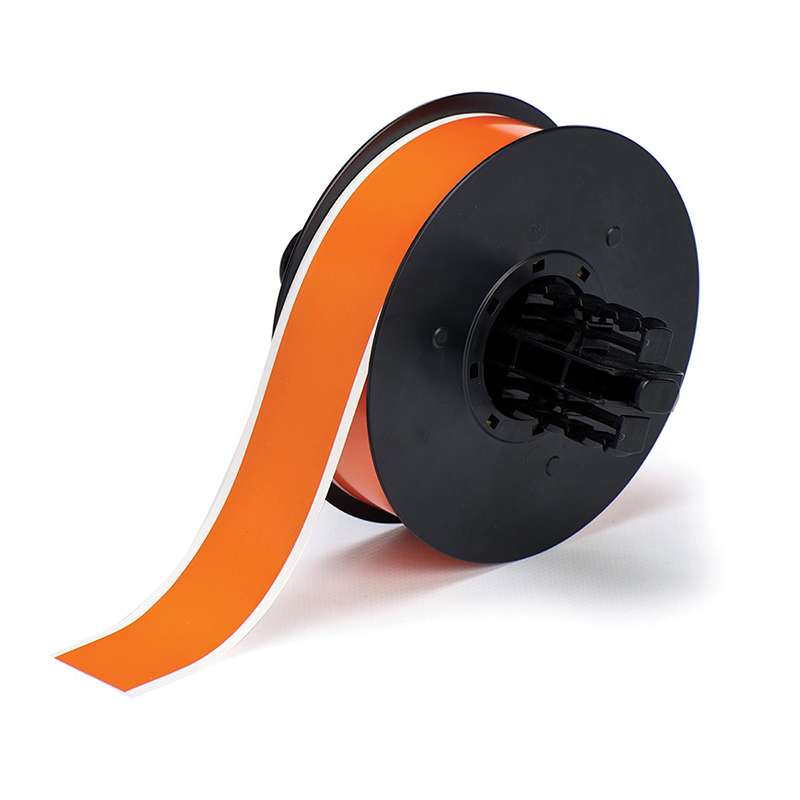 B30 Series Polyester Labels with Low-Halide Content, Orange, B-569, 0.5 in x 100 ft per Roll