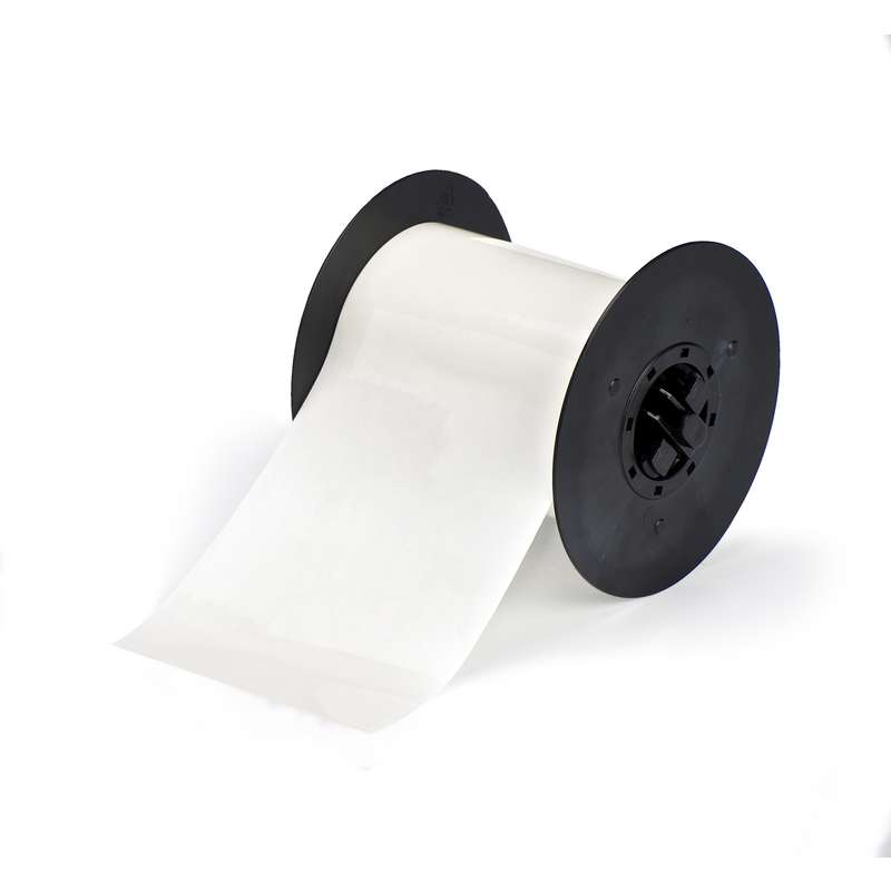 B30 Series Polyester Label Material with Aggressive Permanent Adhesive, 4" x 120', Clear