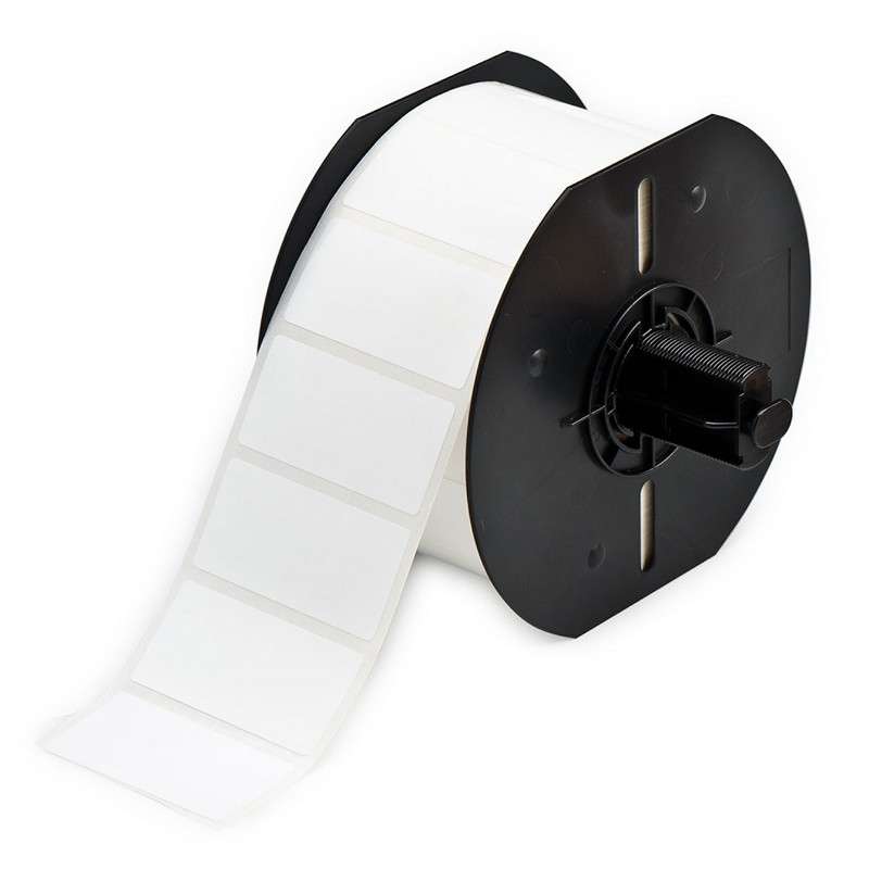 BBP33 Aggressive Adhesive Polyester Labels, Gloss White, 2" x 1", 1500 per Roll