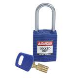 SafeKey Compact Nylon Padlock, Keyed Different, Blue, 1.5" Aluminum Shackle redirect to product page