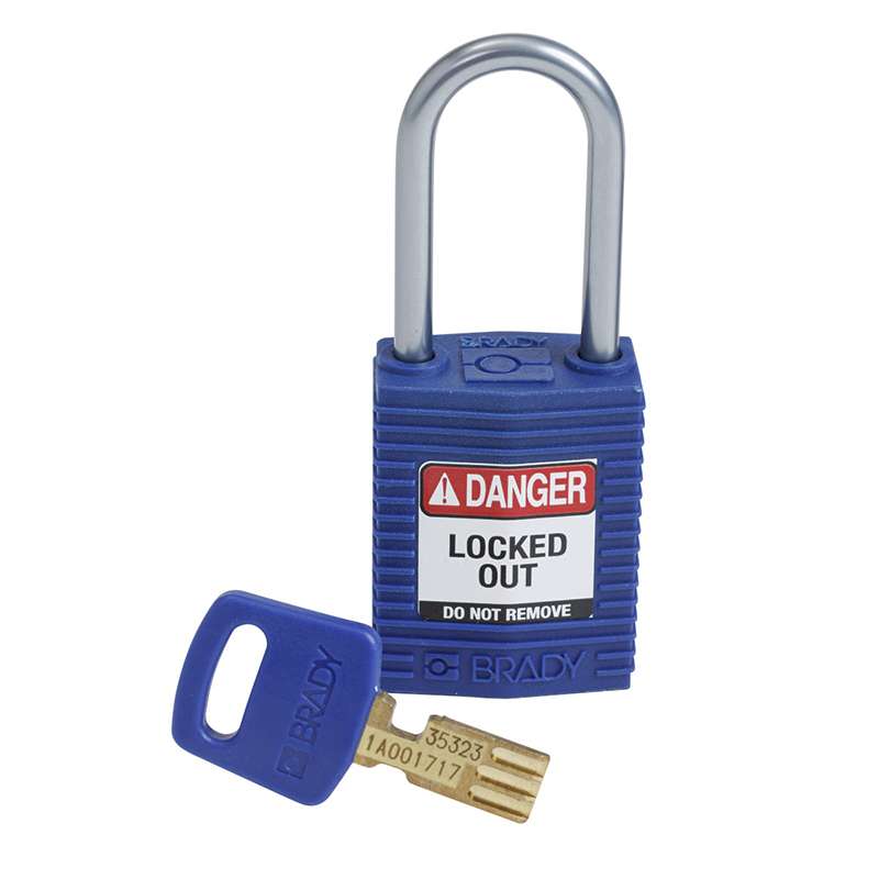 SafeKey Compact Nylon Padlock, Keyed Different, Blue, 1.5" Aluminum Shackle