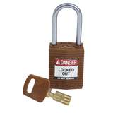 SafeKey Compact Nylon Padlock, Keyed Different, Brown, 1" Aluminum Shackle redirect to product page