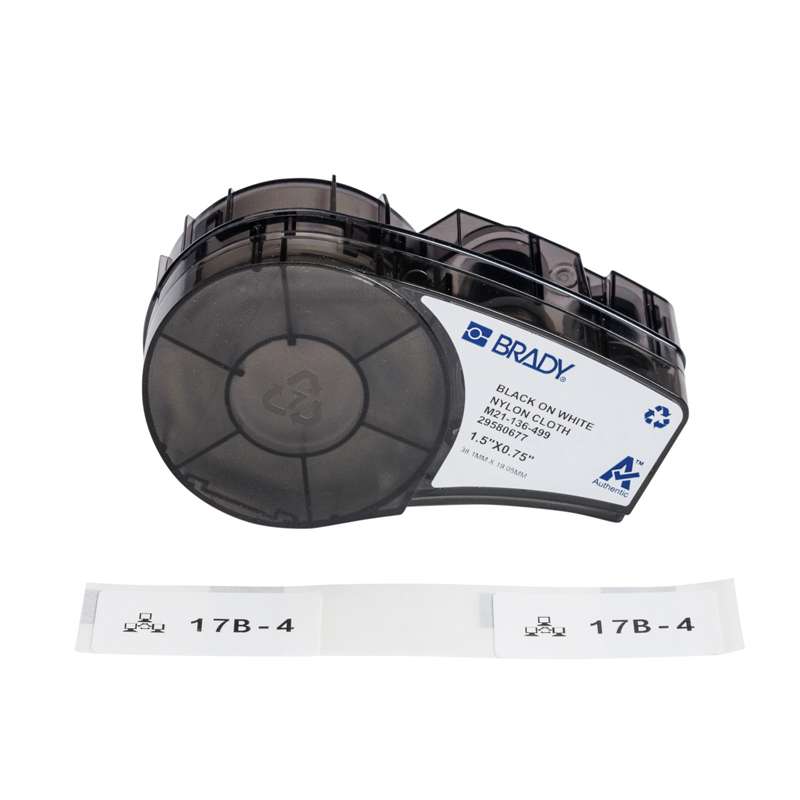 M21 Series Pre-sized High-Adhesion Nylon Labels 0.75" H x 1.5" W BK/WH