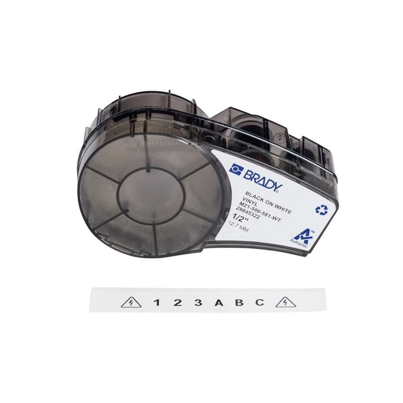 M21 Series Repositionable Vinyl Labels 0.5" W x 21' L BK/WH