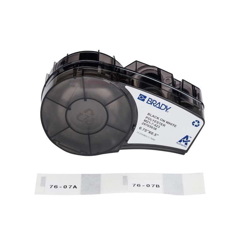 M21 Series Pre-sized Harsh-Environment Polyester Labels 0.5in H x 0.75in W BK/WH