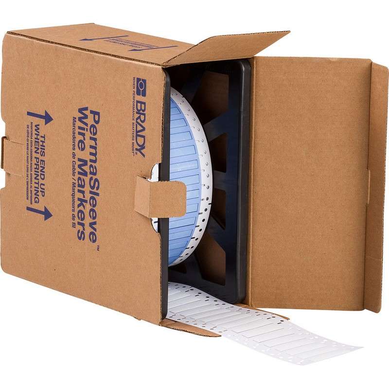 PermaSleeve™ Heat Shrink Polyolefin White Wire Marking Sleeves, 1.5 x .335" 5000 per Roll, One-Sided Printable