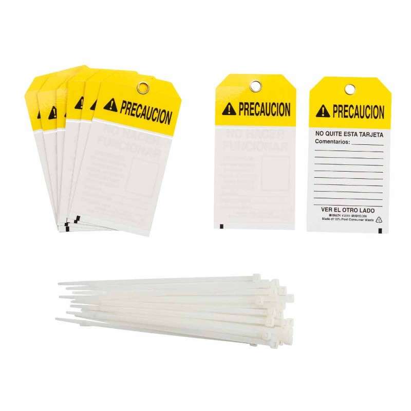 Lockout "PRECAUCION" Tags, 5.75 x 3 in, 10 per Pack