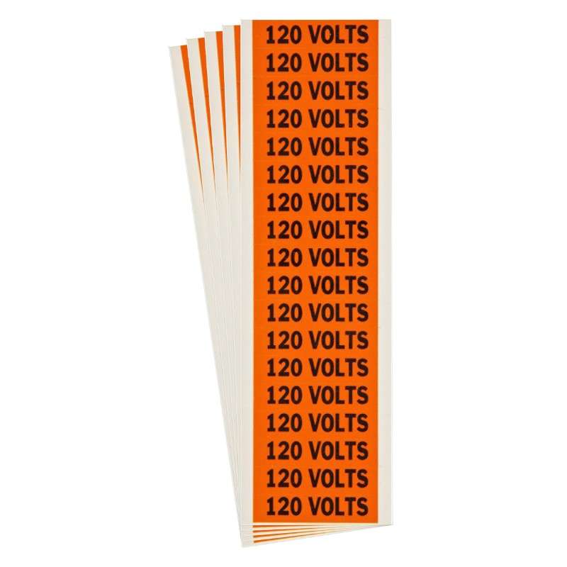 Brady® B498, Black/Orange, 120 Volts Labels, 18 Labels/Card, 5 Cards/Package