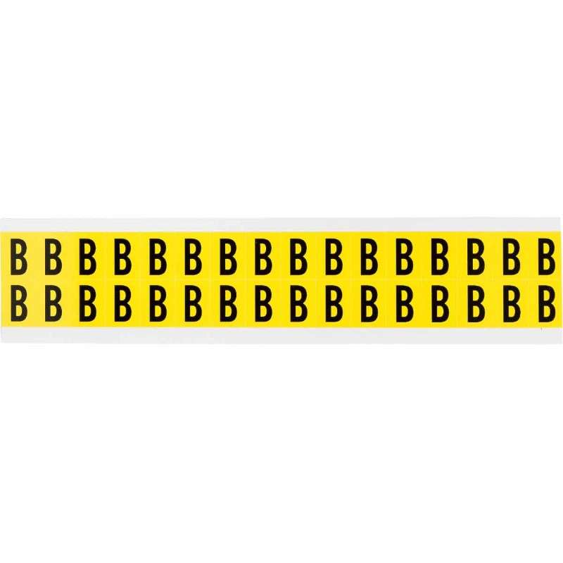 Yellow Repositionable Number and Letters, 0.625" Height, Black, Letter B, 32 Labels per Card