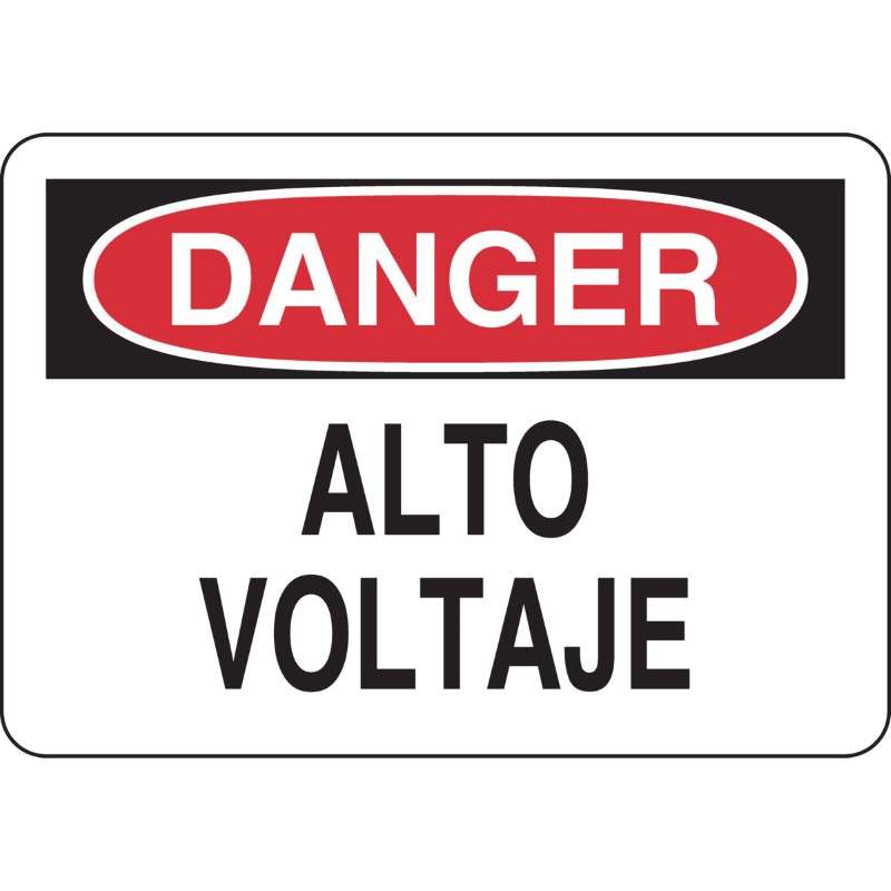 Alto Voltaje Spanish Sign - PELIGRO, Black and Red on White, 7 x 10"
