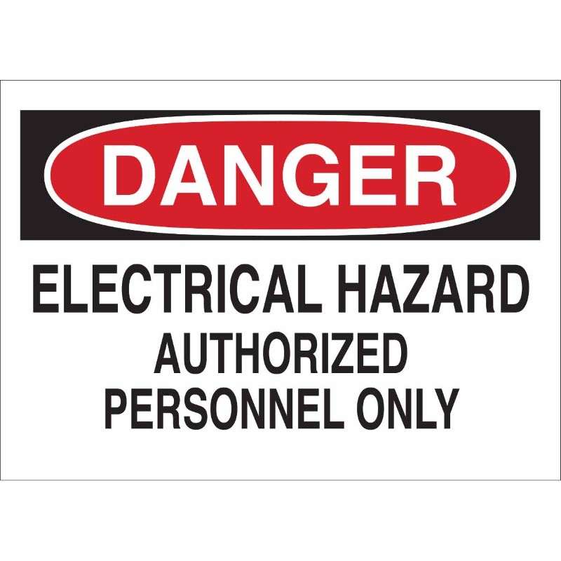 Electrical Hazard Sign - DANGER, Black/Red on White, 7 x 10"