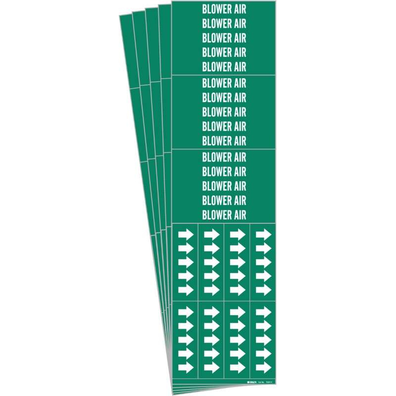 BLOWER AIR Pipe Marker Style 3C with Arrows White on Green 3 per Card, 5 PK