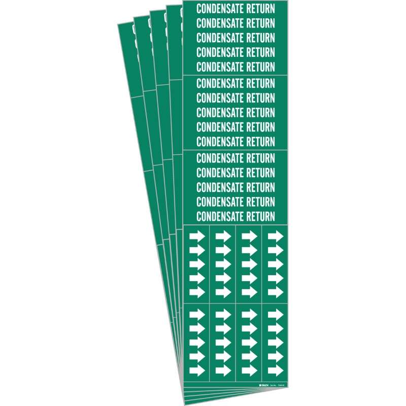 CONDENSATE RETURN Pipe Marker Style 3C Arrows White on Green 3 per Card, 5 PK