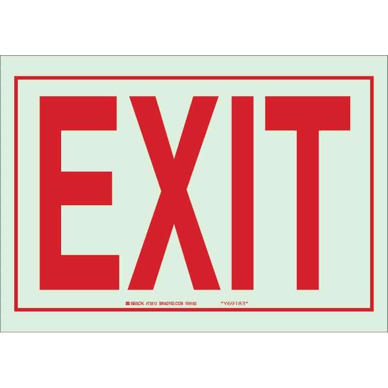 Exit Sign, Glow in the Dark, Red on Glow, Polyester, B324, 10X14"