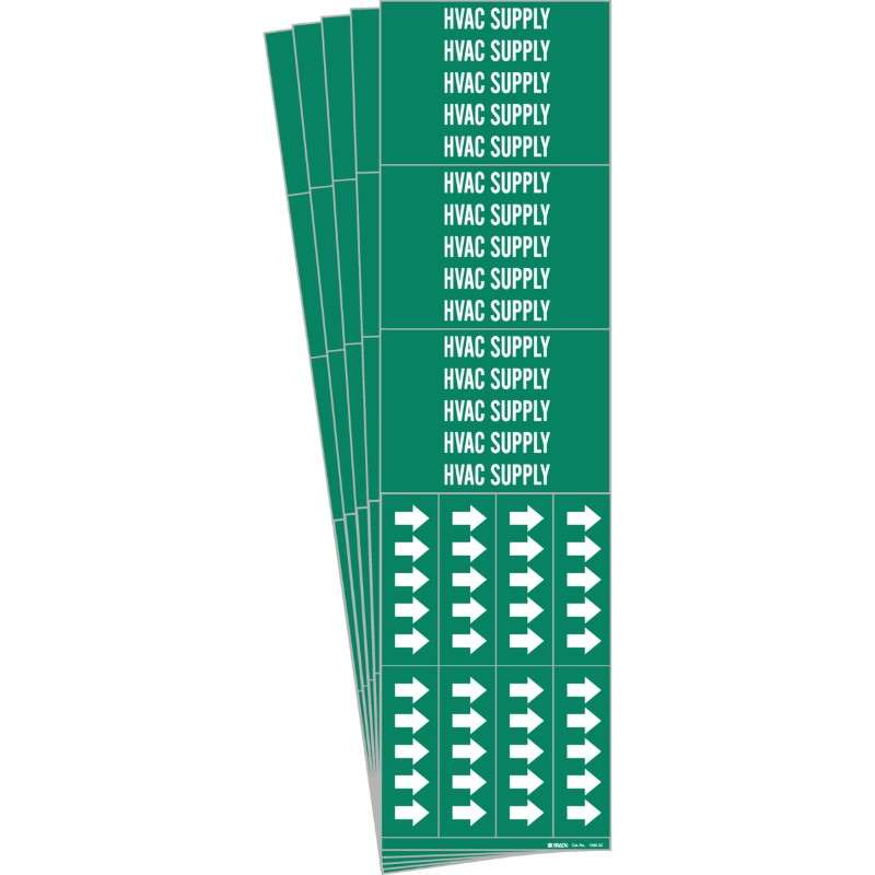 HVAC SUPPLY Pipe Marker Style 3C with Arrows White on Green 3 per Card, 5 PK