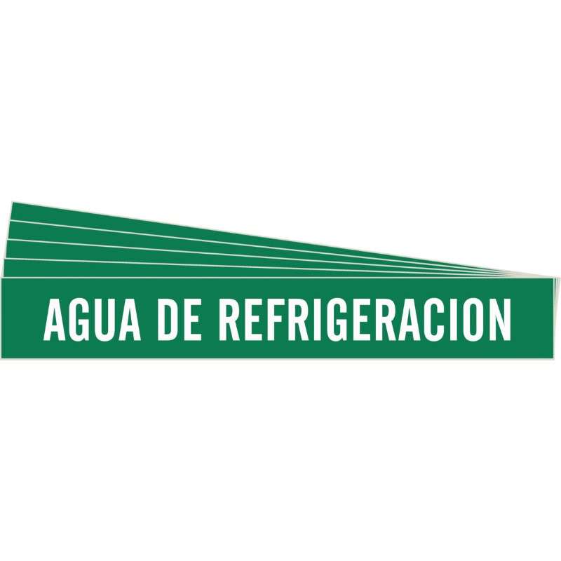 AGUA DE REFRIGERACION Pipe Marker Style HV White on Green 1 per Card, 5 PK
