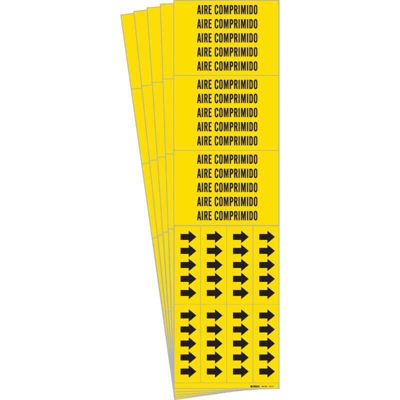 GAS Pipe Marker Style 1HV Vinyl Black on Yellow 1 per Card, 5 PK