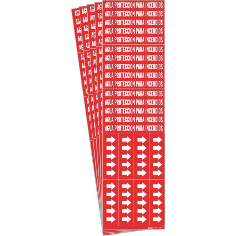 AGUA PROTECCION PARA INCENDIOS Pipe Marker Sty 3C Arrows WT on RD 3 per Card 5PK