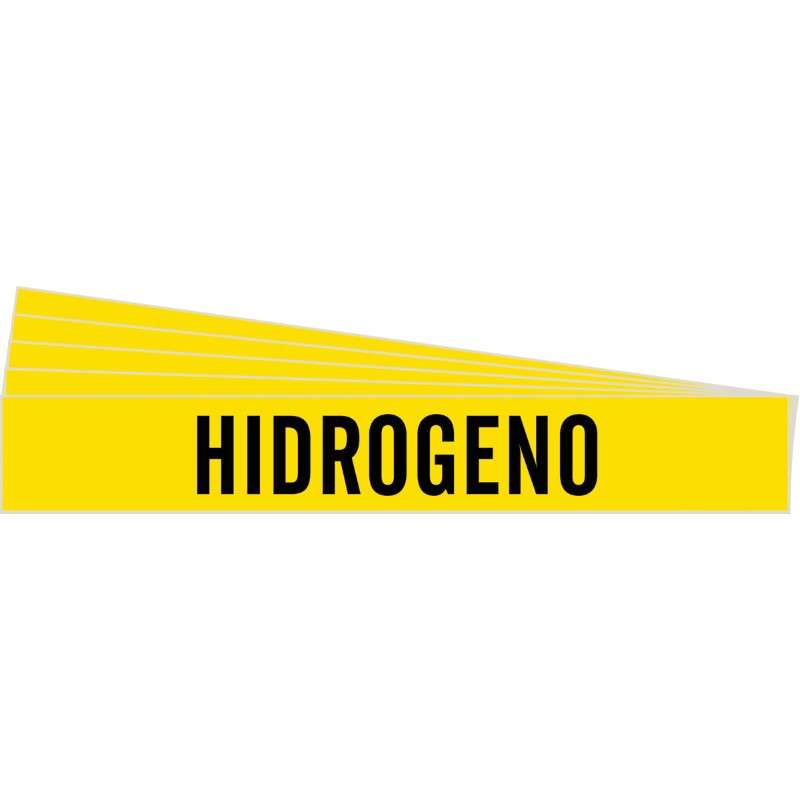 HIDROGENO Pipe Marker Style 1 Black on Yellow 1 per Card, 5 PK
