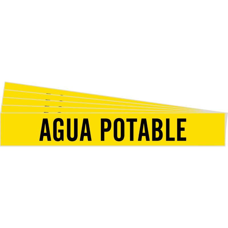 AGUA POTABLE Pipe Marker Style 1 Black on Yellow 1 per Card, 5 PK