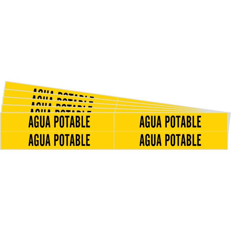 AGUA POTABLE Pipe Marker Style 4 Black on Yellow 4 per Card, 5 PK