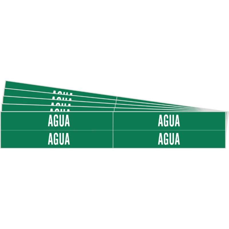 AGUA Pipe Marker Style 4 White on Green 4 per Card, 5 PK
