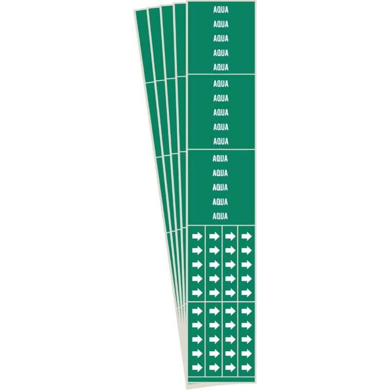 AGUA Pipe Marker Style 3C with Arrows White on Green 3 per Card, 5 PK