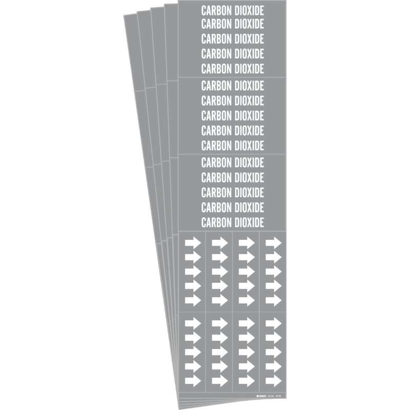 CARBON DIOXIDE Pipe Marker Arrows Style 3C Arrows White on Gray 3 per Card, 5PK