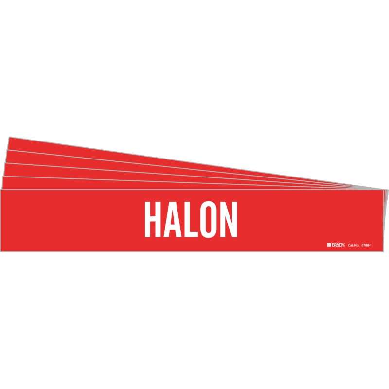 HALON Pipe Marker Style 1 White on Red 1 per Card, 5 PK