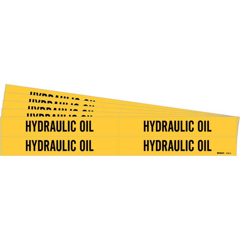 HYDRAULIC OIL Pipe Marker Style 4 Black on Yellow 4 per Card, 5 PK