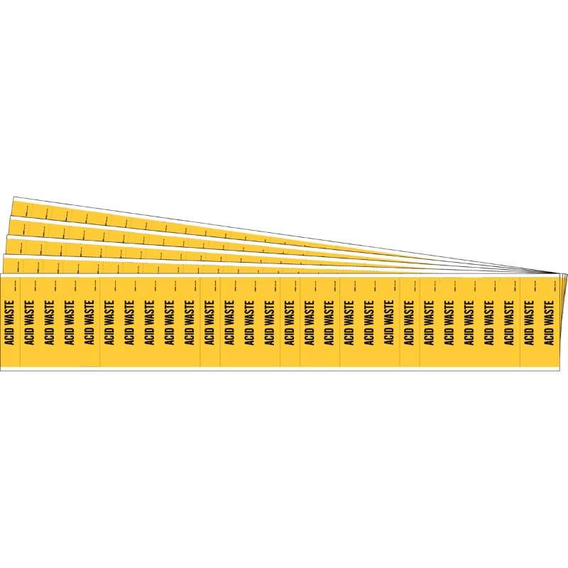 ACID WASTE Pipe Marker Style 28 Black on Yellow 28 per Card, 5 PK