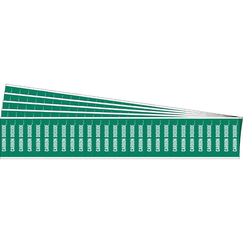 CARBON DIOXIDE Pipe Marker Style 28 White on Green 28 per Card, 5 PK