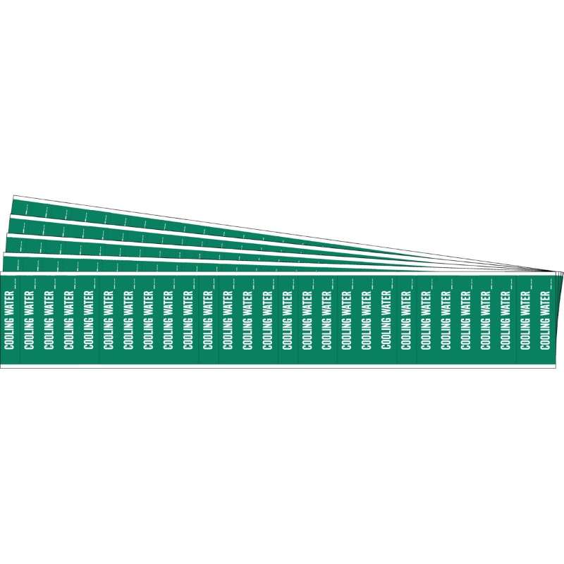 COOLING WATER Pipe Marker Style 28 White on Green 28 per Card, 5 PK