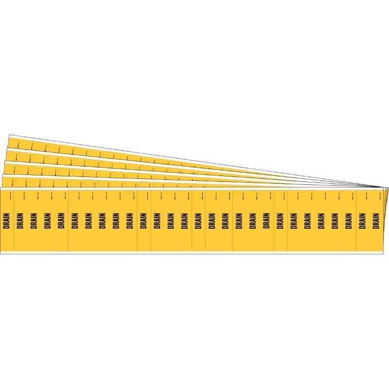 DRAIN Pipe Marker Style 28 Black on Yellow 28 per Card, 5 PK