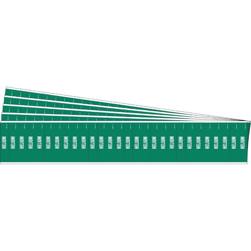 HELIUM Pipe Marker Style 28 White on Green 28 per Card, 5 PK