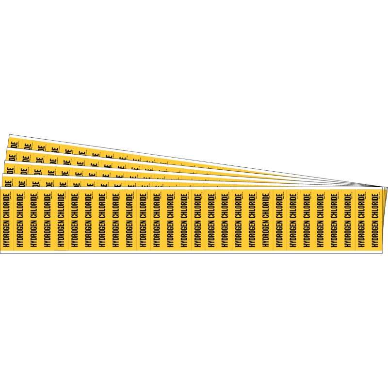 HYDROGEN CHLORIDE Pipe Marker Style 28 Black on Yellow 28 per Card, 5 PK
