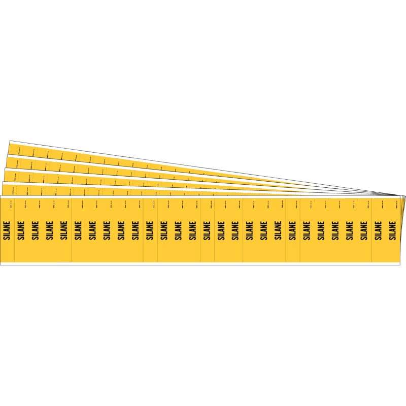 SILANE Pipe Marker Style 28 Black on Yellow 28 per Card, 5 PK