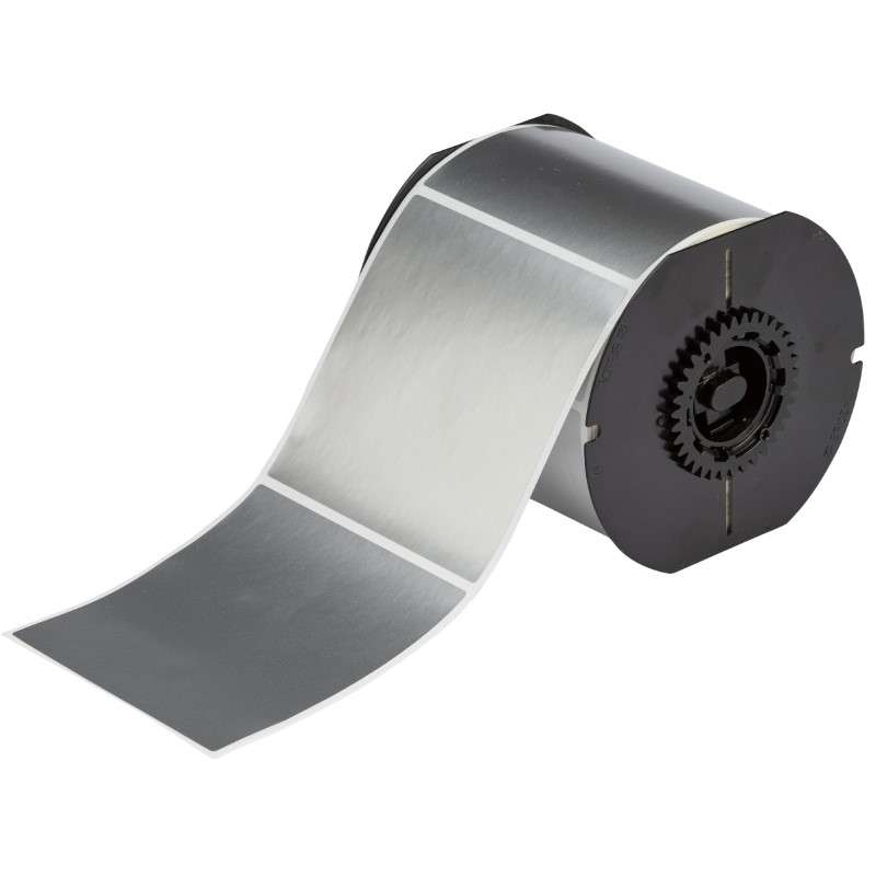 B33 Metallized Polyester with 2 mil Adhesive Labels 4in H x 4in W Silver 350/RL