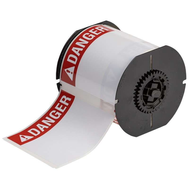 B33 Series Polyester Danger Labels 4in H x 4in W Red on WT 370/RL