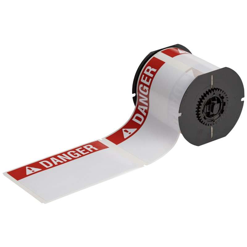 B33 Series Polyester DANGER Labels 4in H x 6in W RD on WT 250/RL
